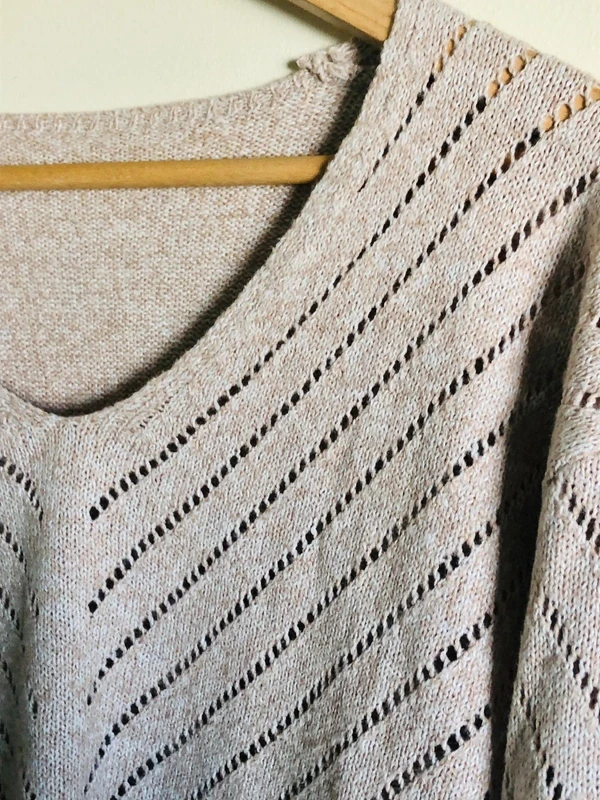Beige gebreide trui | V-hals | Maat M NIEUW – photo 5